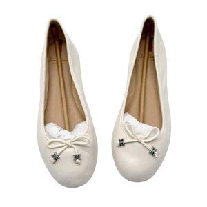 Sam Edelman Felicia Luxe Ballet Flats White Leather Bow Detail NWB – Size 8.5